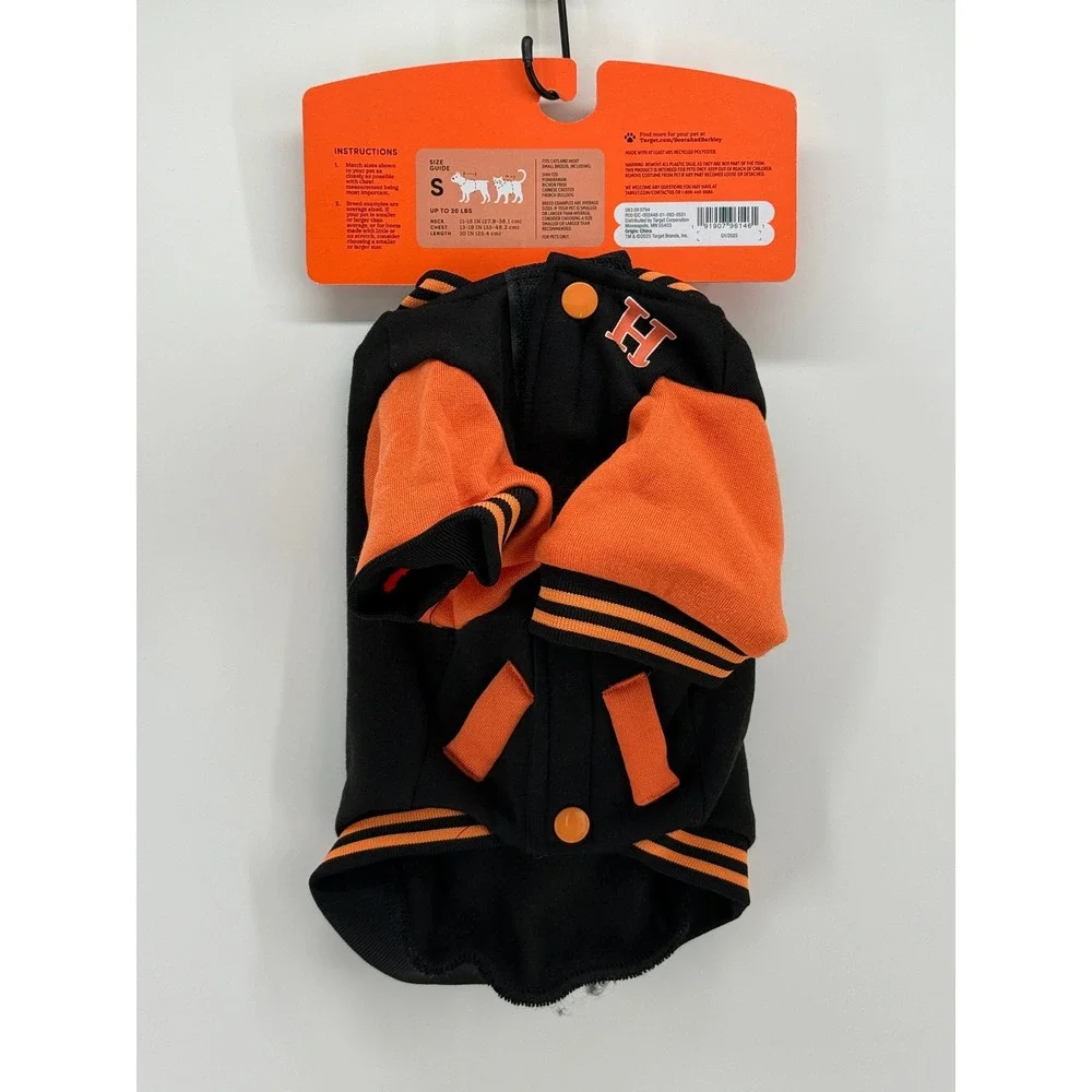 Boots & Barkley Halloween Hounds Varsity Letterman Pet Costume Small Black